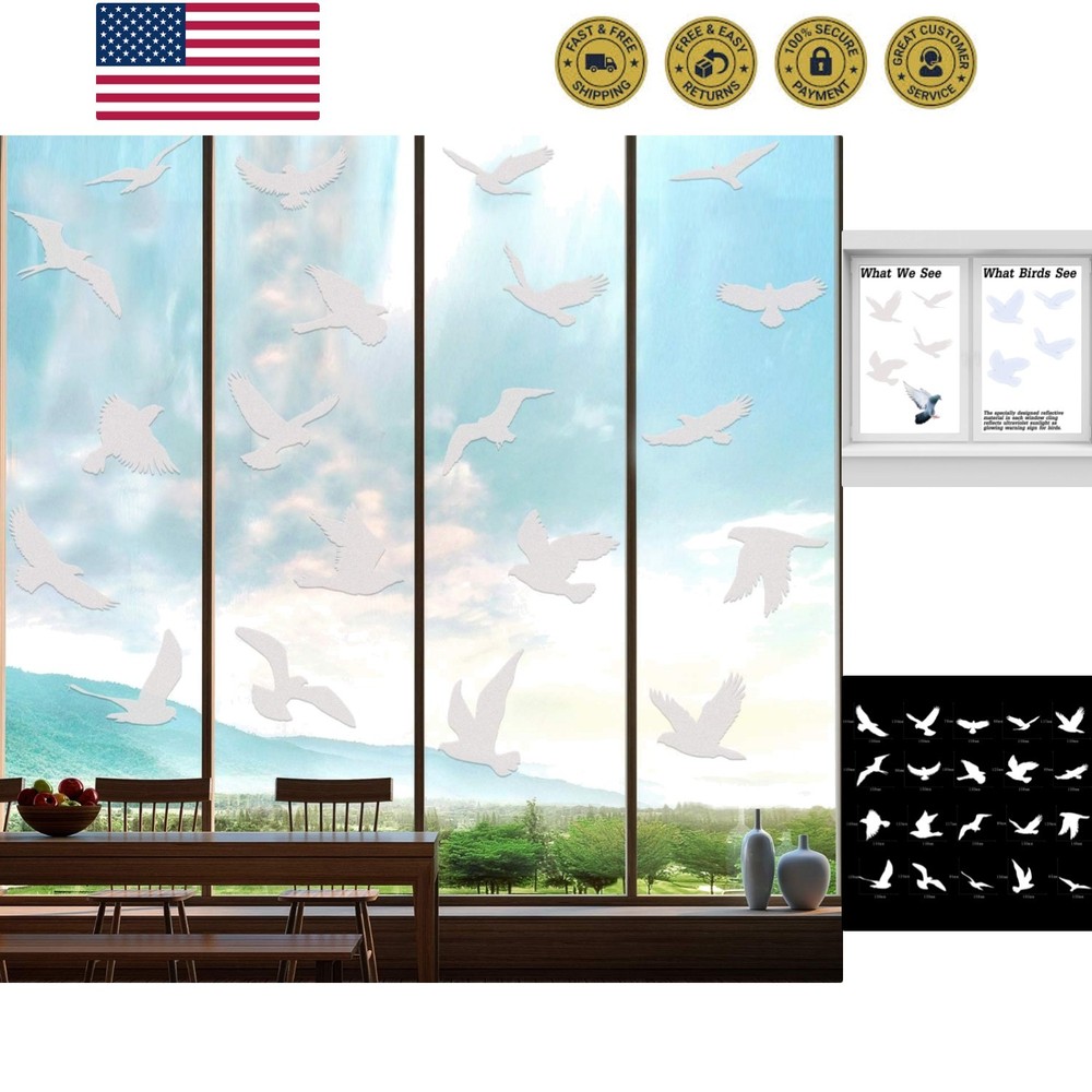 Large Size Anti-Collision Window Clings – Translucent/Dusted Bird Deterrent f…