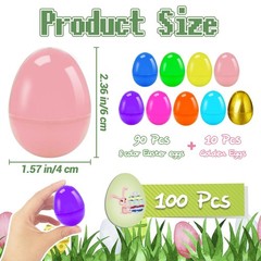 100 Pcs 2.4″ Fillable Easter Eggs,Bulk Plastic Hinged Empty Eggs