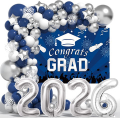 Graduation Decorations Class of 2026: Pink and Gold Graduation Balloons Arch Kit