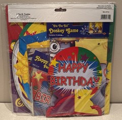 Kids Birthday Party Kit ~ 5 ft & 12 ft Banners, Pin Tail on Donkey Game (9 Pcs)