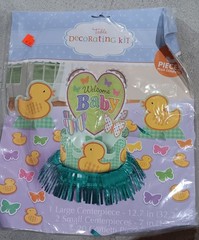 Baby Shower Table Decorating Kit Gender Neutral MultiColor Ducks 3pcs + Confetti