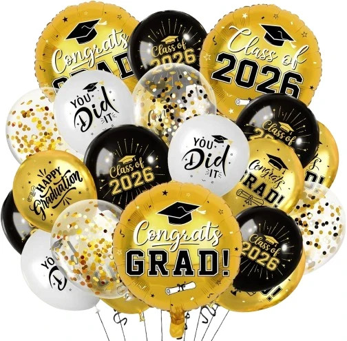 Black and Gold Graduation Balloons Graduation Decorations 2026, 51Pcs Grad Latex