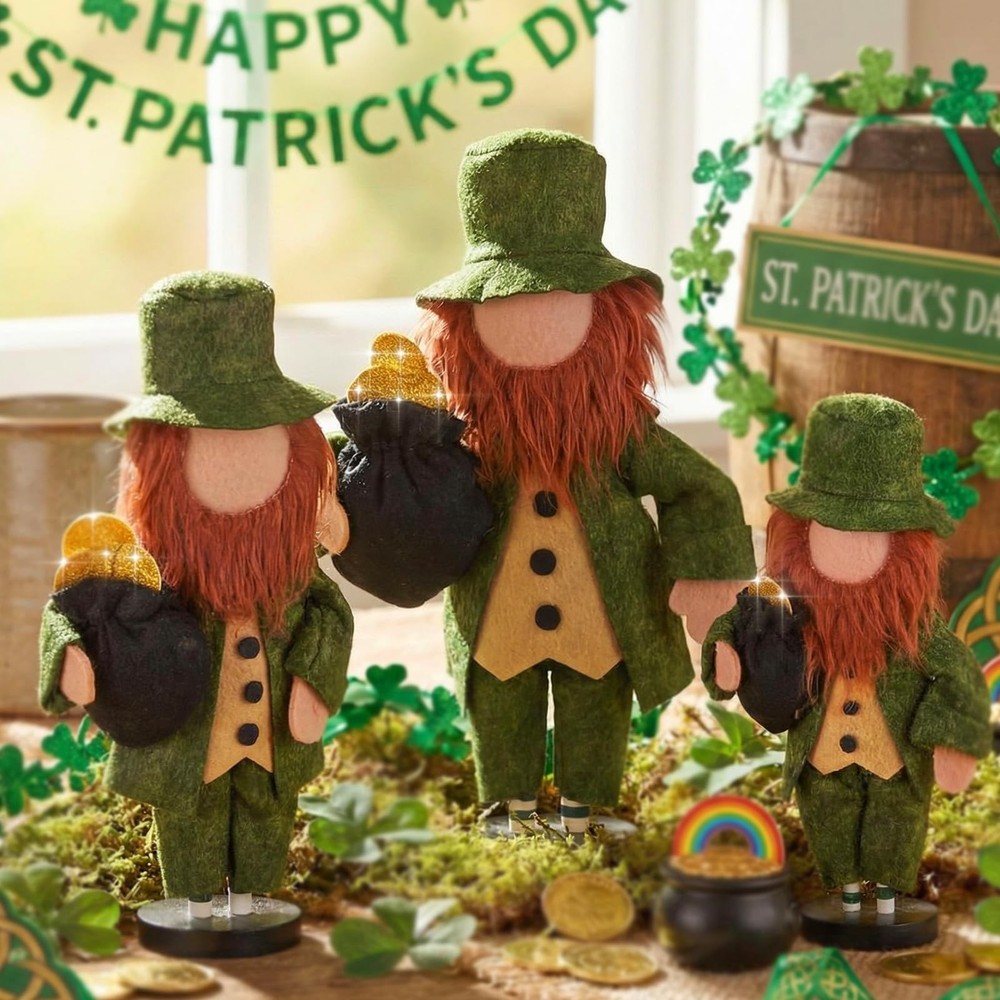 3 Pcs St. Patrick’s Day Leprechaun Table Decoration Irish Leprechaun Doll for…