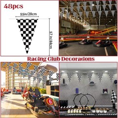 100ft Checkered Flag Banner, Racing Flags Race Car Wheels Birthday Party Decorat