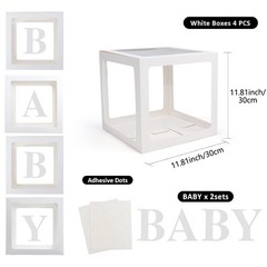 Voircoloria Baby Boxes with Letters 4 Transparent Balloon for Gender Reveal