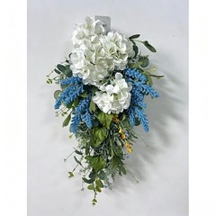 Minimalist Floral Wreath White Hydrangea 60 35cm for Festive Home Decor