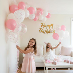 Pink Bow Balloons, 12 Inch Pastel Light Pink Transparent White Bow Print Coquett