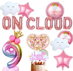 On Cloud 9 ROSE GOLD Balloons Banner On Cloud Nine Birthday Party Decorations…