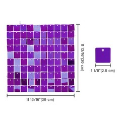 12 Pcs Shimmer Wall Backdrop Panels Square Sequin Party Decoration Purple 3×4 Ft