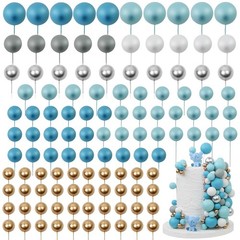 115 PCS Mini Balloon Cake Toppers – Foam Ball Cupcake Picks for Birthday, Weddin