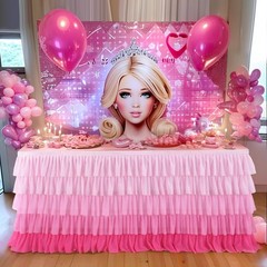 6ft Pink Tutu Tulle Table Skirt for Rectangle Round Tables Chiffon Table Clot…