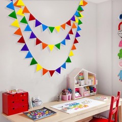 Rainbow Party Decorations Colorful Felt Hanging Triangle Mini Bunting Pennant…