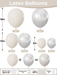 Haolongfa Pearl White Balloon Garland Arch Kit,146 Pcs Pearl Sand White Doubl…