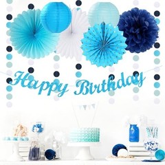 «Ocean-Themed Birthday Party Decorations – 21pcs Happy Banner, Streamers, Lanter