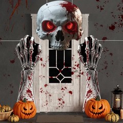 3Pcs Halloween Skull Archway Door Banner 10.24 inches x 10.63 inches, Dark