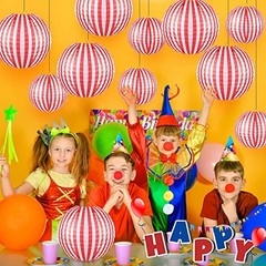 12 Pcs Carnival Circus Decorations Red Red and White Striped Classicl Style