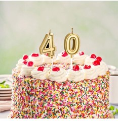 40th Birthday Candles Gold Number 40 Happy 40,