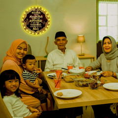 Ramadan Window Lights Eid Mubarak Decorations Moon Start and End with Allah Wall