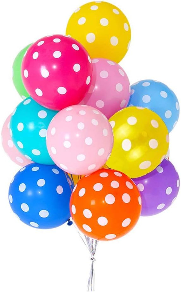 50 PCS Rainbow Polka Dot Balloons Kit – 12 Inch(30.48Cm) Multicolor Polka Dot La