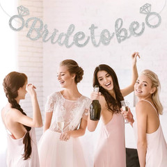 Glitter Silver Bride to Be Banner,Pre-Strung Bridal Shower Sign Garland,Bachelor