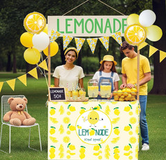 34pcs Lemonade Stand supplies for kids Include Bright Yellow White Balloon Lemon
