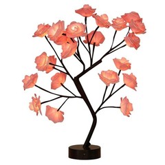 Compact LED Night Light USB Powered Bedroom Decor Lamp with Floral Style