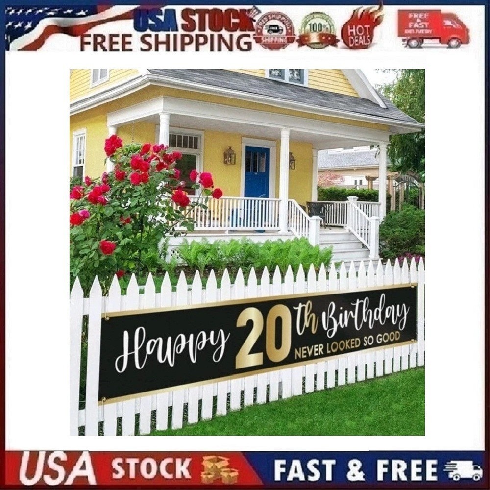 Large 9.8 x 1.6ft Happy 20th Birthday Large Banner, 20 Never Looked So Good