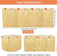 Reusable Hawaiian Table Skirts – 2 Pack, 108 x 29.5 Inches for All Summer Events