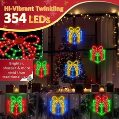 Christmas Decorations Gift Boxes Window 354 LED Lights Xmas Gift 3 Pack
