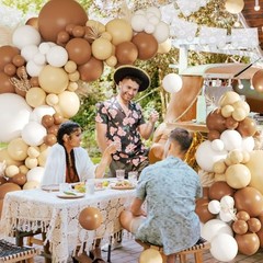 White Balloon Garland Arch Kit,145pcs Mexican Neutral Nude White Brown