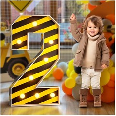 Second Birthday Construction Party Light Up Number 2