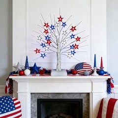 【Timer】 4th of July Decorations Patriotic Red White and Blue Tree Lights with…