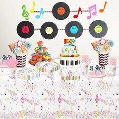 Music Theme Party Tablecloths Decorations, Disposable Music Notes Party Supplies