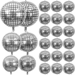 24 PCS Disco Ball Balloons Different Sizes- 4D Large Disco Balloons 10 Inch 15 I