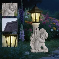 Outdoor Roman Column Knee Angel Solar Light for Garden and Patio Decor
