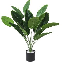 Rikyo 2 Bunches Artificial Bird of Paradise Plants 18″ Permanent Green