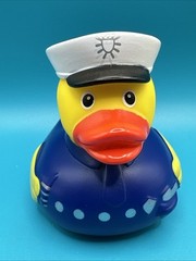 Police Officer Squeaker Blue Rubber Duck 4 inch