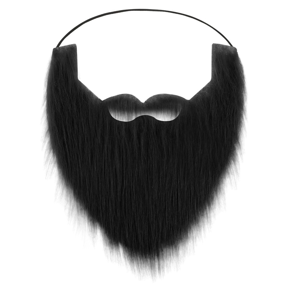 Fake Beard Black Fake Mustache Old Man Costume Adult Realistic Beard with Adj…