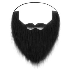 Fake Beard Black Fake Mustache Old Man Costume Adult Realistic Beard with Adj…