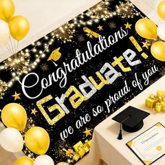 Congratulations Graduate We Are So Proud of You Banner Backdrop Photo Booth Sign
