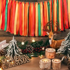 2 Packs Pre-Strung Ribbon Garland Orange Green Red Ribbon Banner for High-Cha…