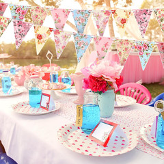 Floral Paper Garland Banners 5-Pack, 9.84 ft., Retro Tea Party Decor DIY Kit Set