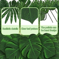 Jungle Party Decorations, 78 Pieces 8 Kinds Artificial Palm Leaves Green