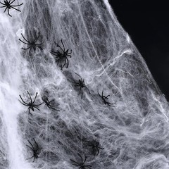 290G Halloween Decorations Spider Web Cobweb, 80pcs Plastic Spider Haunted House