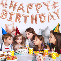 Happy Birthday Banner 13Pcs 16 Inch Mylar Foil Letters with 12Pcs Star Balloons