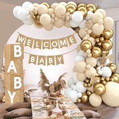 Boho Baby Shower Decorations-97Pcs Burlap Grain Baby Boxes,Nude and Gold Ball…