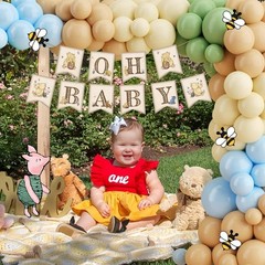125Pcs Classic Winnie Bear Baby Shower Decorations Baby Boxes Balloons Banner.