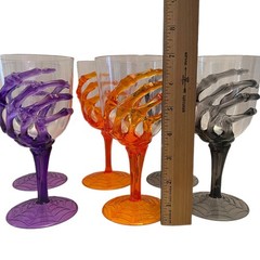 6 SKELETON HAND Plastic Wine Goblets Gothic Punk Multicolor Party Bar Prop