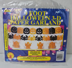 3D Halloween Tissue Paper Garlands 2 Orange Pumpkin and 3 Orange Bat 9 Feet Each