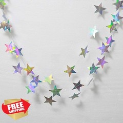Eeatour Iridescent Shining Star Hanging Garland 40ft